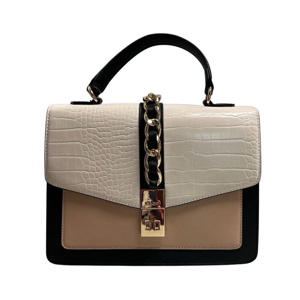 ALDO Dallamaraen Women’s‎ Top Handle Crossbody New Without Tags Black Tan Cream